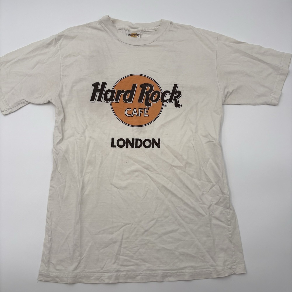 Vintage Hard Rock Cafe London T Shirt Mens Large White Graphic Tee Cotton